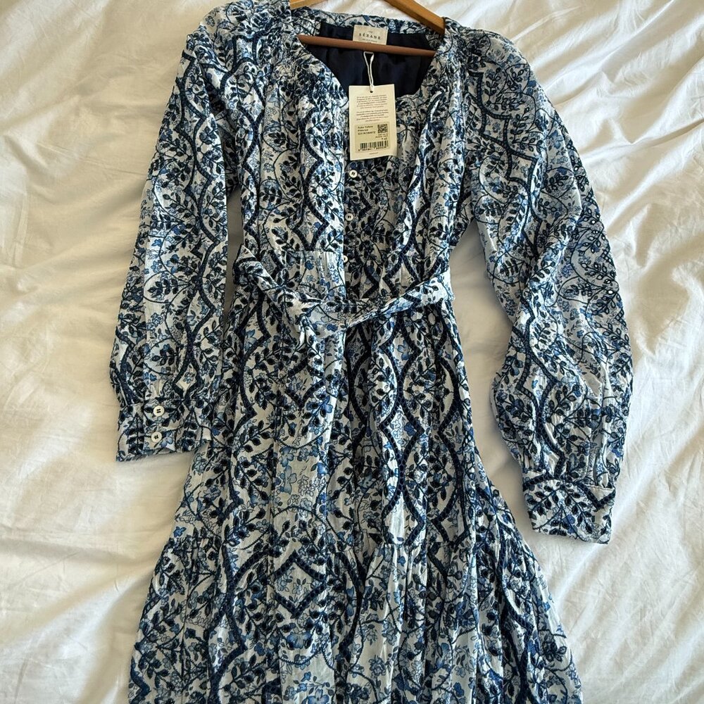 Sézane Yuliana dress Size FR42 US10 blue/white new with tags - Picture 2 of 5
